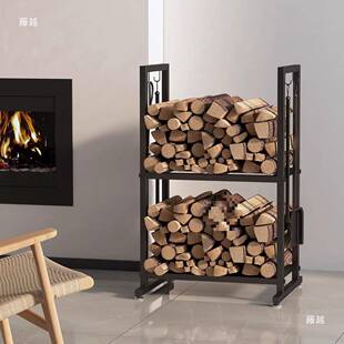 欧200式铁架收艺壁炉木柴架柴火木柴堆放架储木架摆放内户外室纳