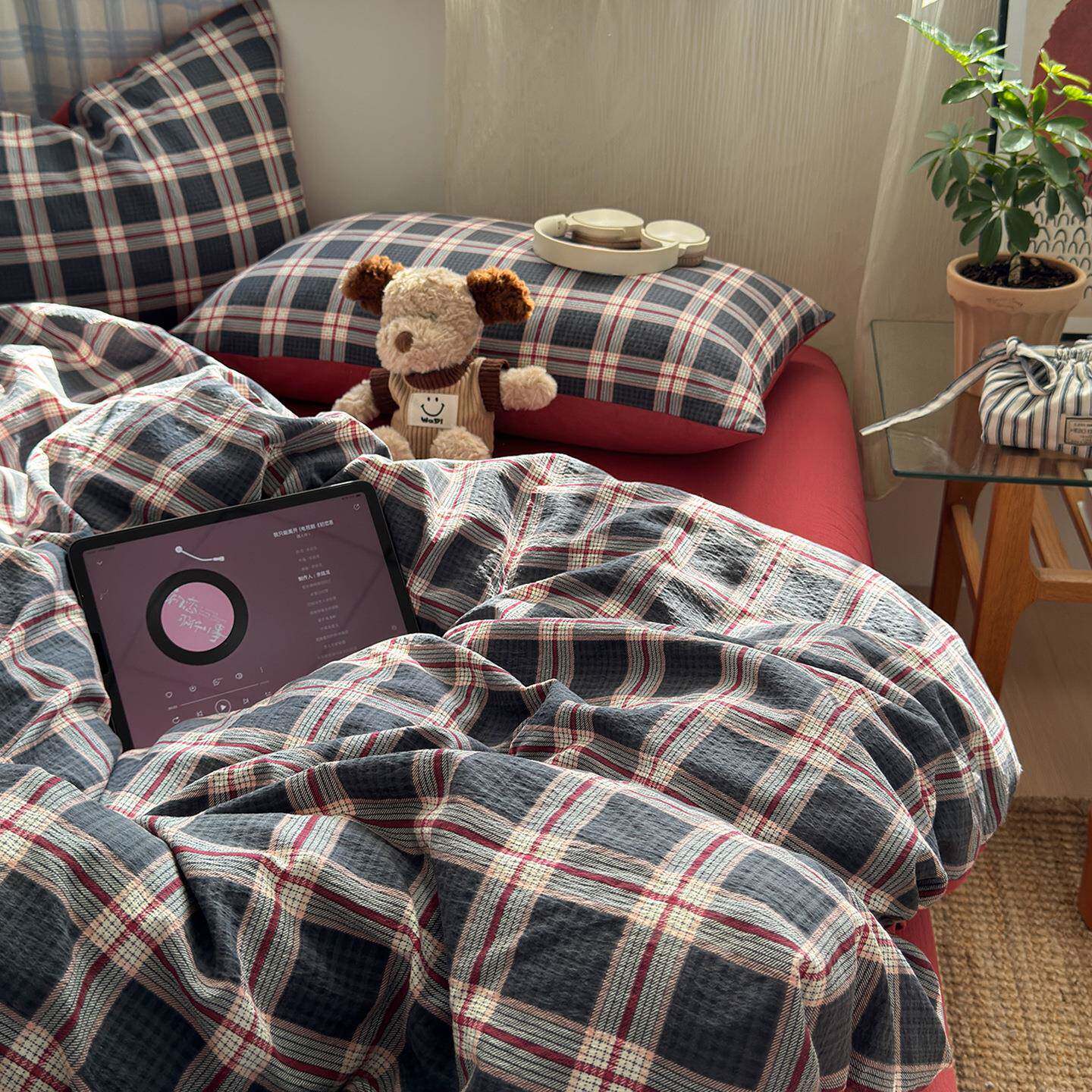 A云感双层纱纯棉四件套2类02件5F995J7T8新款水洗棉被罩床单款床