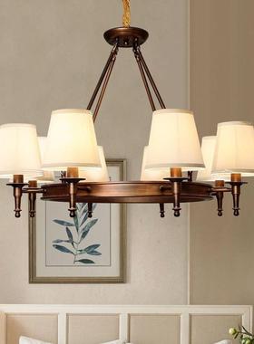 美式村简约欧主式乡厅灯大户型餐厅卧室复古73249铁艺美式吊客灯