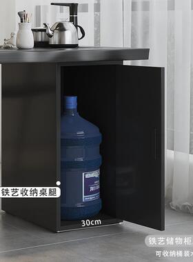 现代简实茶DJR木桌阳台茶椅组合小户型家用约小茶台原木小几黑色