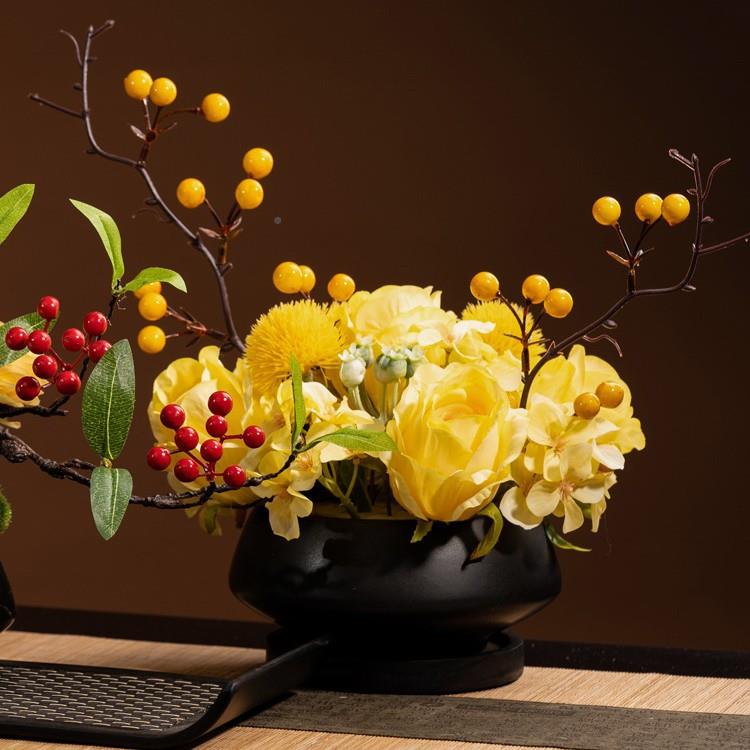 现客杰店餐厅圆桌中间摆花DXY仿真花摆件酒厅艺装饰假花插花摆设