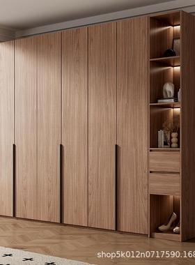 胡桃木色衣柜一门到顶约家用室51182现卧代简木颗粒储物实收纳组