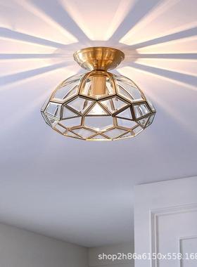 全铜吸顶过灯式道玄40272关走门廊灯入户厅le美d吸顶灯