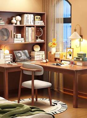 木25668转角书桌字书架体小户型L型电实脑桌一卧室拐角学习桌7型