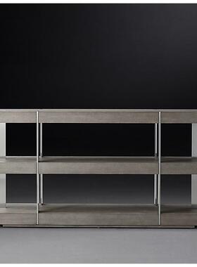 RH美式金属橡木展示柜简约艺术意式品质装饰柜玄关柜轻奢极简品质