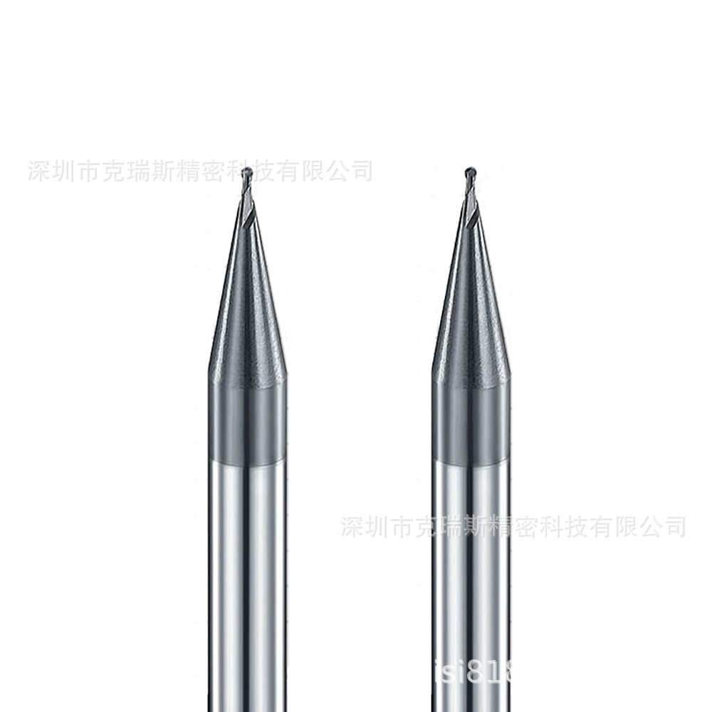 R0.1-R2微小径铣刀 HRC70钨钢立铣刀 高硬度加工球刀R0.2*0.8*50L