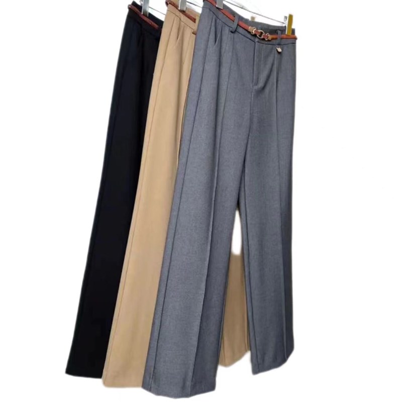 2024春款直筒裤女裤高腰美腿线显瘦时尚一体绒保暖裤百搭休闲长裤