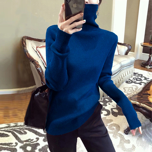 打底衫女秋冬高级感绿色线衣洋气2022新款高领内搭毛线针织上衣潮