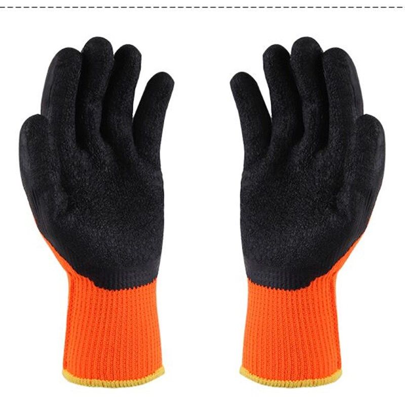 包邮劳保手套加厚保暖加绒棉线毛圈耐磨防滑涂胶浸胶线皱纹胶手套