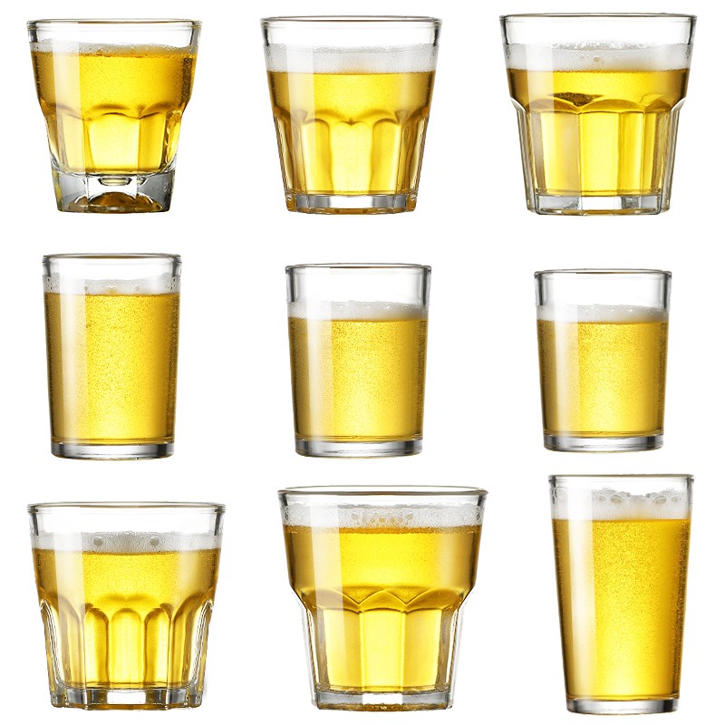 酒吧ktv专用啤酒杯商用一口杯八角杯子家用白酒钢化玻璃杯防摔小