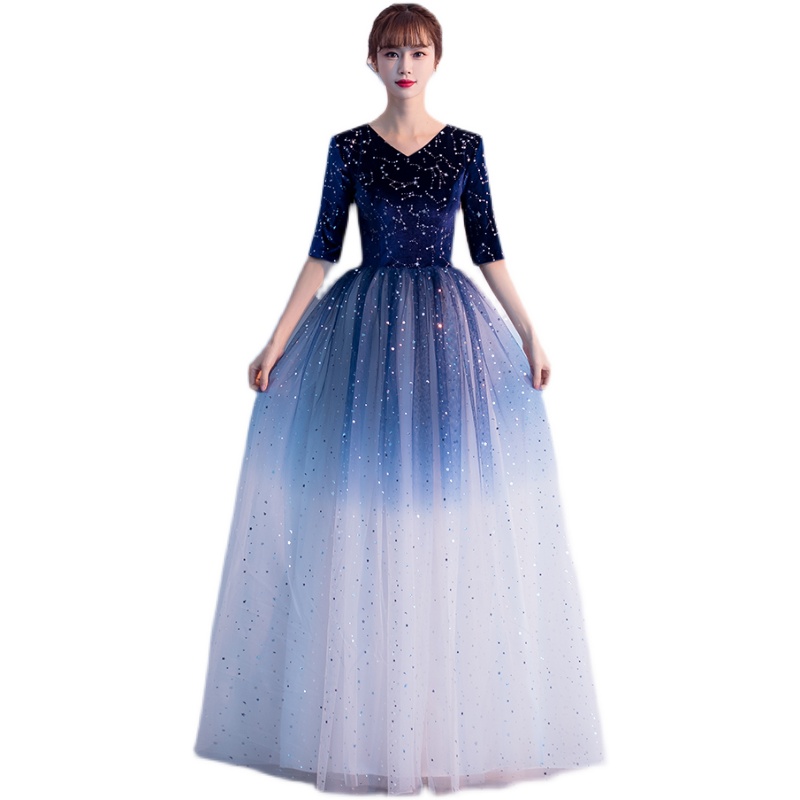 大合唱演出服女连衣裙学生合唱团表演服红歌朗诵主持人乐团指挥服