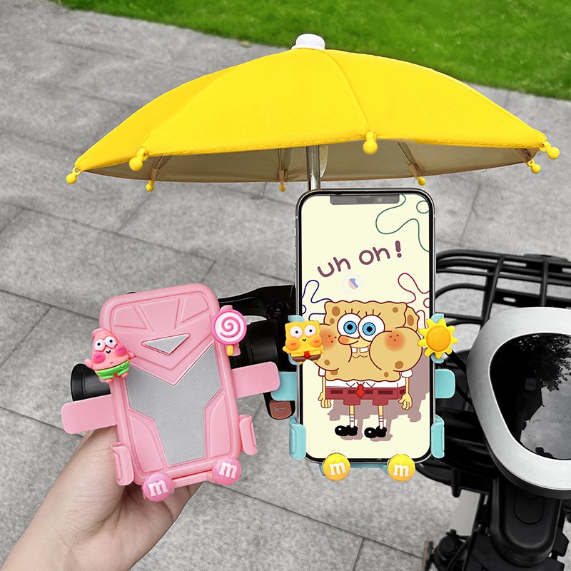 2024新款防抖防震电动车手机支架可爱卡通骑手专用导航手机架防雨