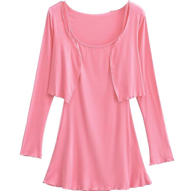 美式甜姐风桃粉色性感修身花边连衣裙开衫吊带裙两件套包臀短裙子,女装/女士精品,连衣裙,淘宝优惠券,粉丝福利购,淘宝优惠卷