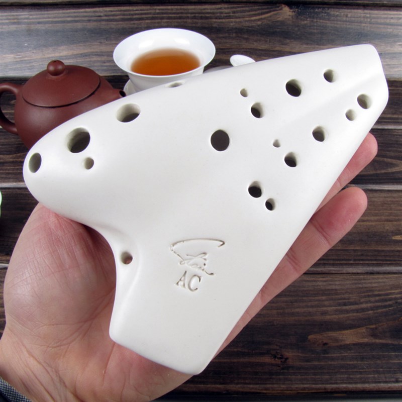 包邮 风雅陶笛   无光白中音C调复管 亚光白双管AC调陶笛