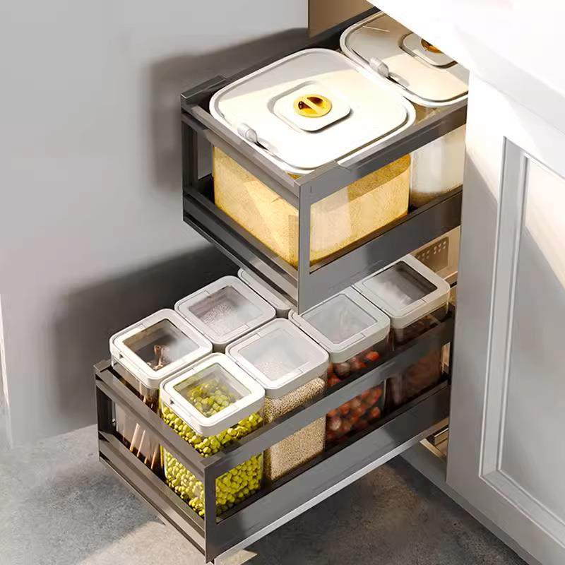 厨房米箱干货拉篮铝合金双层收纳架抽屉式内置橱柜拉蓝储物米盒,畜牧/养殖物资,畜牧/养殖器械,淘宝优惠券,粉丝福利购,淘宝优惠卷