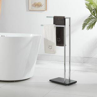 北欧全铜毛巾架卫生间浴室浴缸落地浴巾置物架挂架可旋转毛巾挂杆