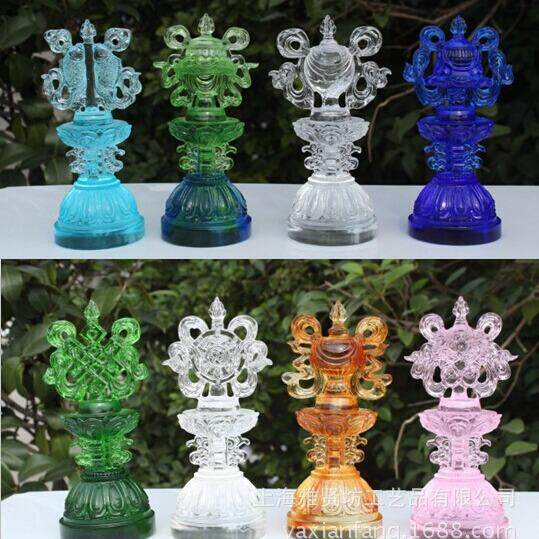 琉璃八吉祥摆件琉璃工艺品家居用品