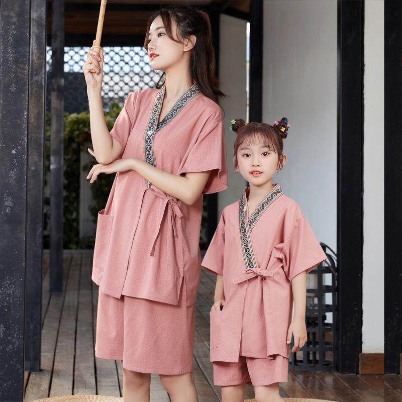 汗蒸服亲子纯棉情侣套装儿童桑拿服苎麻大码高档浴服按摩汗蒸衣服