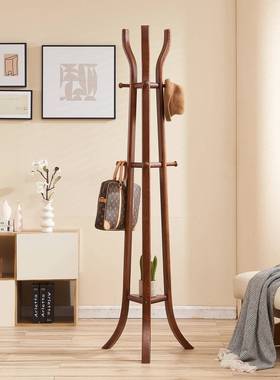 广逸卧室衣帽架房间衣架立式衣架办公室实木落地挂衣服架收纳