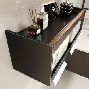 中古风胡桃木纸巾架高级感卫生间纸巾置物架免打孔壁挂式纸巾收纳