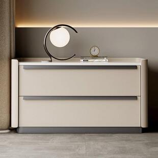 简约岩板实木大尺寸床头柜现代简约轻奢家用卧室床边收纳柜子新款