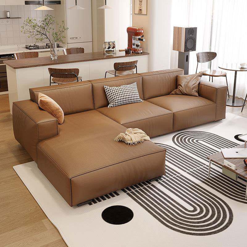 进口真皮沙发小户型北欧客厅极简约现代直排贵妃组合豆腐块