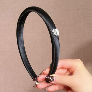 潮时点顶奢金属扣发箍 黑色简约显脸小压发头箍 高级感秋冬发饰