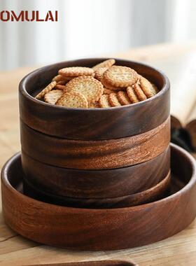 ZES盘客厅零食纳盘胡质桃木头托盘实木餐盘收下午茶盘木果深盘摆