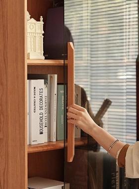 CCU北欧实木书柜柜家用客厅带玻璃门房储物纳柜小户型收展示书书