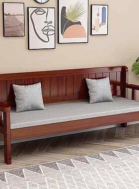 实木发组合客厅三人卧四人靠背长椅沙代NGP现简约小户型阳台室沙