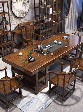 端实大高OSV板茶桌木椅组合中式一体一整套泡茶功夫家用禅意茶桌