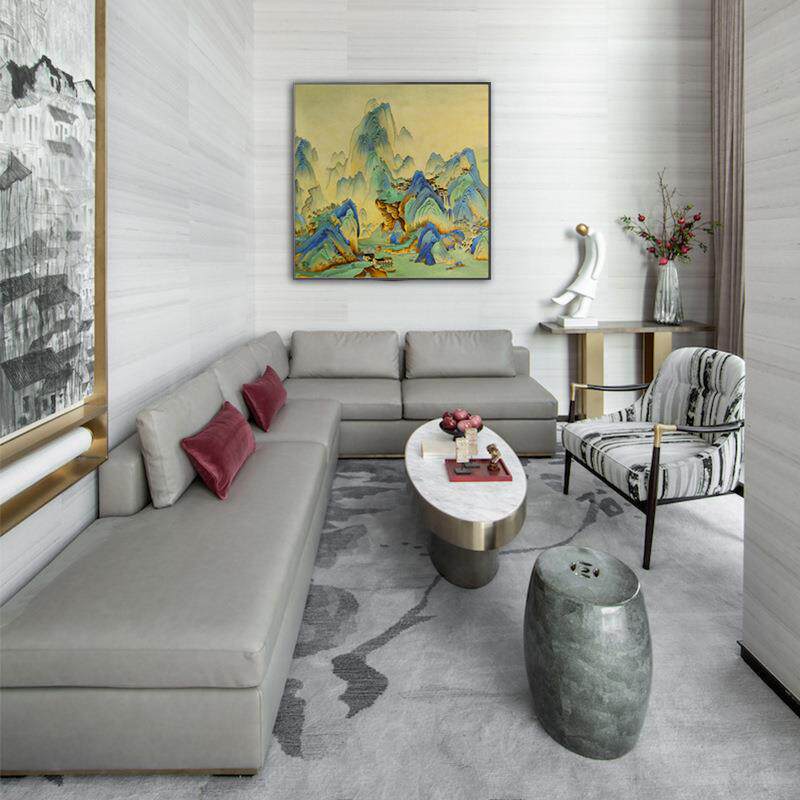 景泰掐丝珐琅画千里蓝江山SPJ室图纯手工工艺画别墅茶客厅玄关装