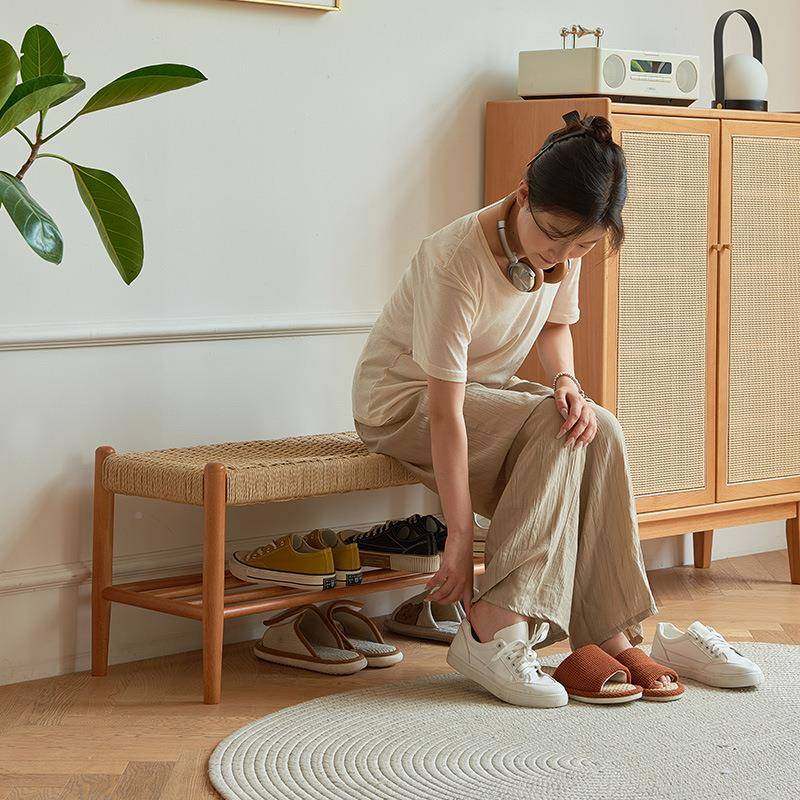 实木换鞋凳家用门CRC口入户鞋柜创意藤凳编架长条凳鞋现简约子坐,标准件/零部件/工业耗材,车间地垫,淘宝优惠券,粉丝福利购,淘宝优惠卷