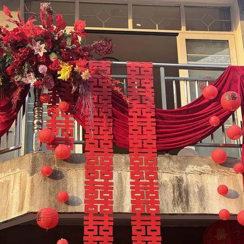 婚房氛围布阳置结婚装饰农村拉台院子建房别墅庭院仿真花婚LS-灯