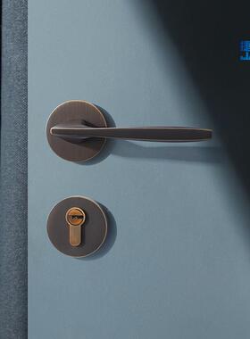 昊北欧风黄FT01-29铜室内捷卧室代静音磁吸现简约实锁木房门金色