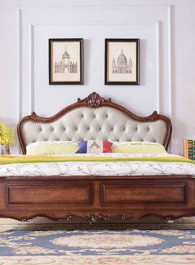 美式乡村实木床式双人床欧现代约1.902#8米主卧婚床简气压箱储框