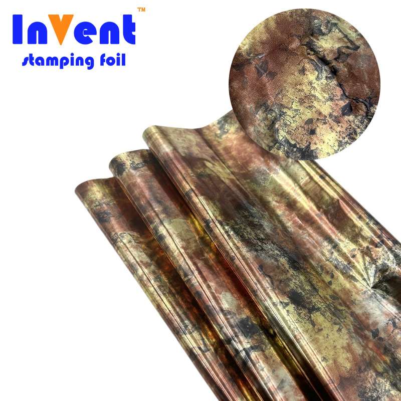 12u75CM多色抽象画布料烫金纸花膜服装纺织水洗丝印烫金浆膜印箔