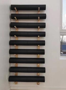 实木瑜伽垫收纳架嵌入式壁挂置架子家用挂物材架健身Xy6cNPRb房器