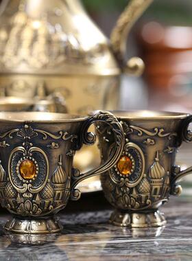 白酒壶酒具套装用创98163意仿古代酒欧式金属家复古浮雕刻花口一