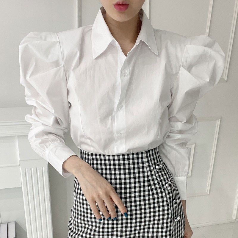 复古港风撞色条纹衬衫女秋季小众单排扣垫肩设计宽松休闲长袖上衣,女装/女士精品,衬衫,淘宝优惠券,粉丝福利购,淘宝优惠卷