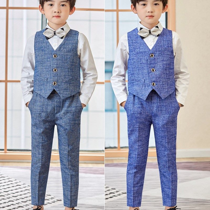 男童春秋西装马甲三件套儿童礼服套装学生主持生日摄影钢琴演出服