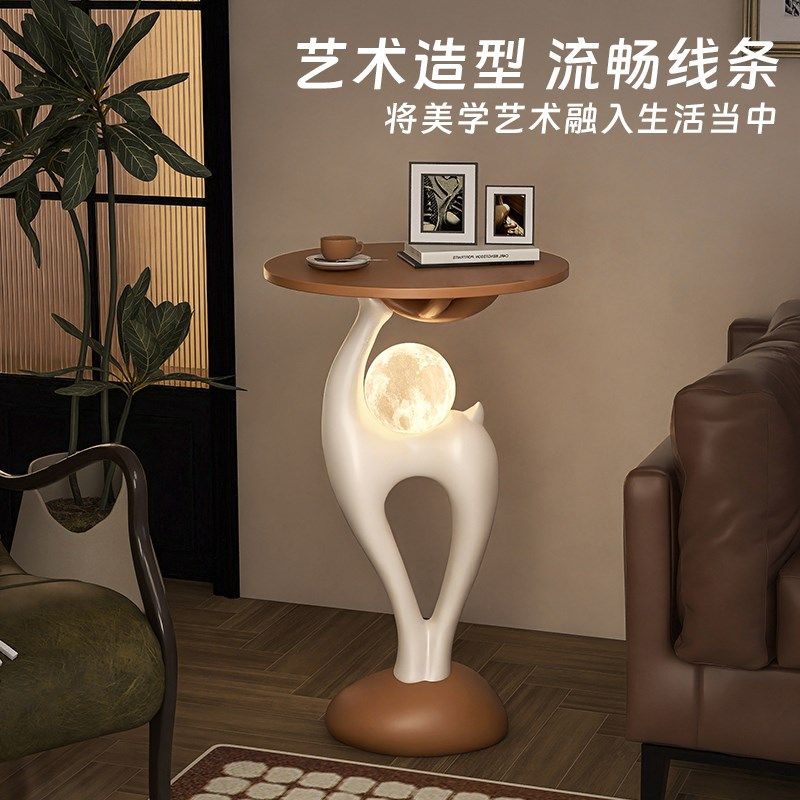 创意中古风落地灯一体卧室床头柜客厅沙发旁装饰台灯复古氛围灯具