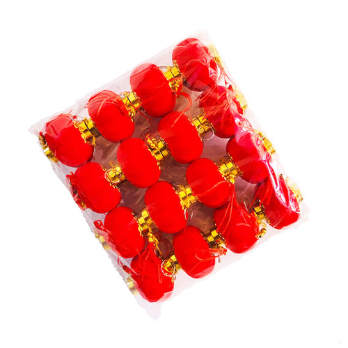 小红灯笼挂饰树上室内盆景客厅商场装扮结婚喜庆新年节日植绒塑料