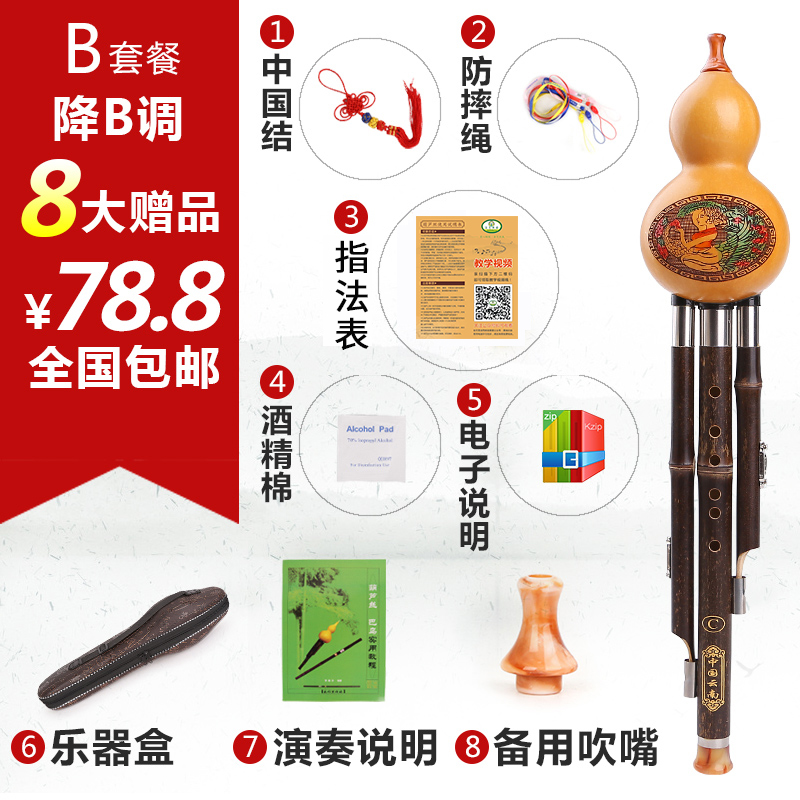 滇南丝韵 紫竹葫芦丝c调降b调初学入门儿童初学者学生成人乐器