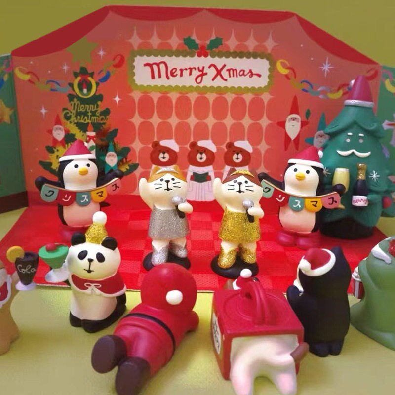 日式猫圣诞小偷食完可爱治愈办公桌面装饰少女心场景布置礼品