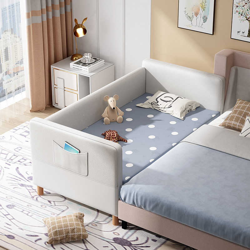 软包儿童床拼接床加宽床带护栏女孩公主床婴儿宝宝小床科技布边床,住宅家具,儿童床/儿童抽拉床,淘宝优惠券,粉丝福利购,淘宝优惠卷