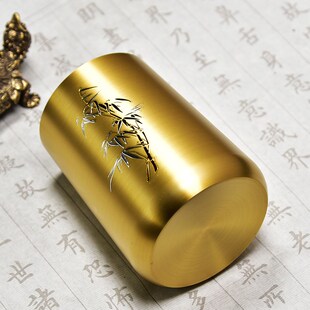 高档黄铜笔筒办公室桌面收纳盒简约风格大容量笔筒书法绘画创意烫