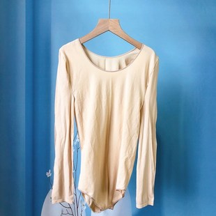 连体打底衫长袖简约肤色连体长袖短袖勾手指紧身可定制演出服打底