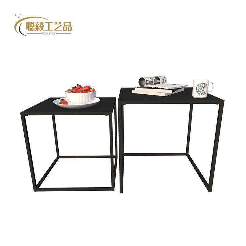 现代简约铁艺正方形茶几家用客厅阳台小茶几工作室设计师创意矮桌