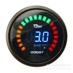 2寸52MM淡墨镜面数字20LED蓝灯增压表涡轮表BAR改装 车用仪表